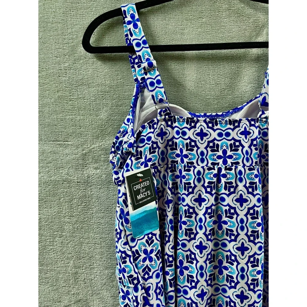 Swim Solutions Blue High-Low Double-Tier One-Piece Swimsuit Size 10 NWT $86‎